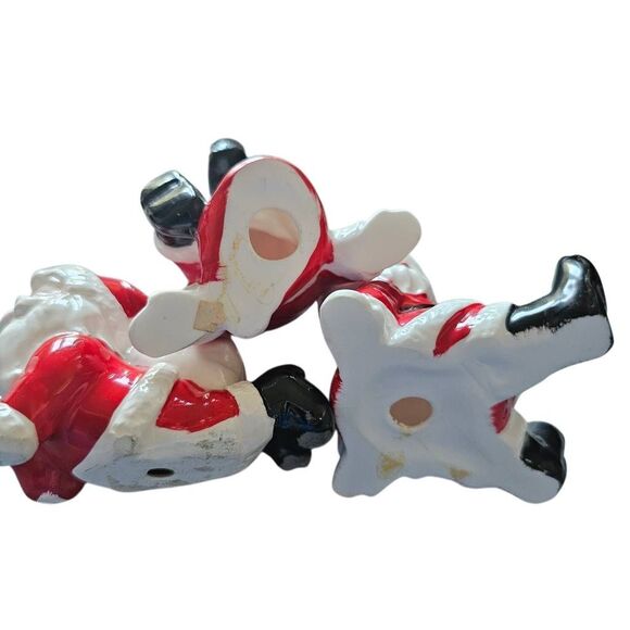 3 vintage ceramic tumbling Santa's figurines decor - Picture 4 of 5